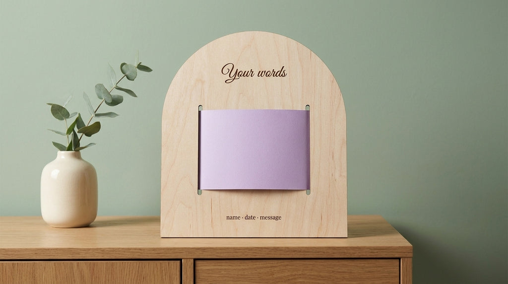 Make it yours arch money holder engraved with your own words
