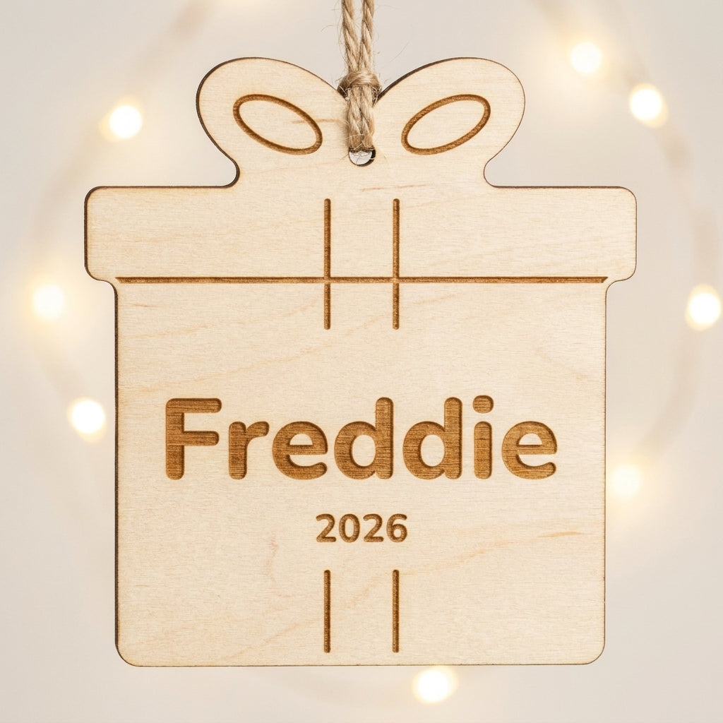 Personalised wooden gift box ornament