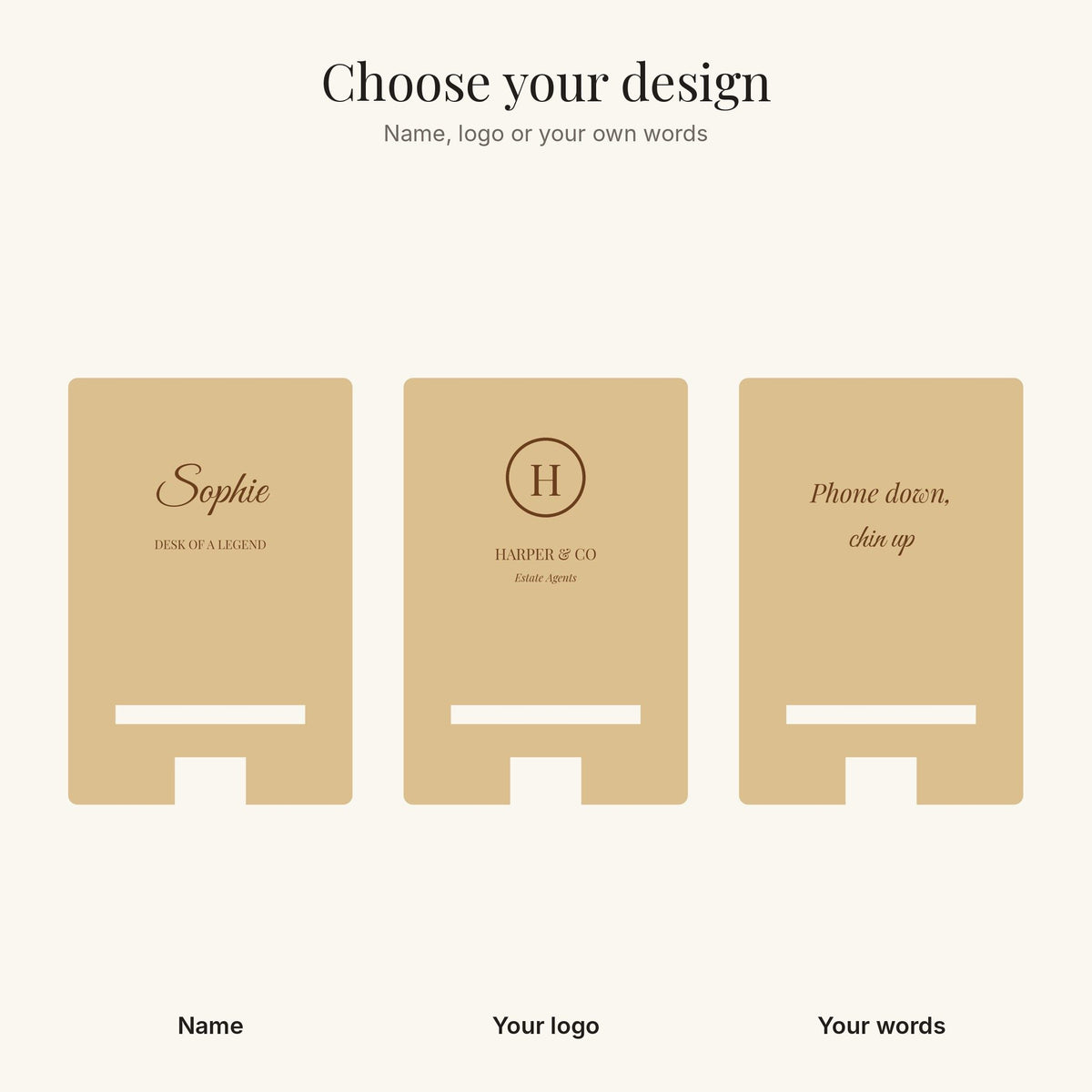 The three phone stand designs