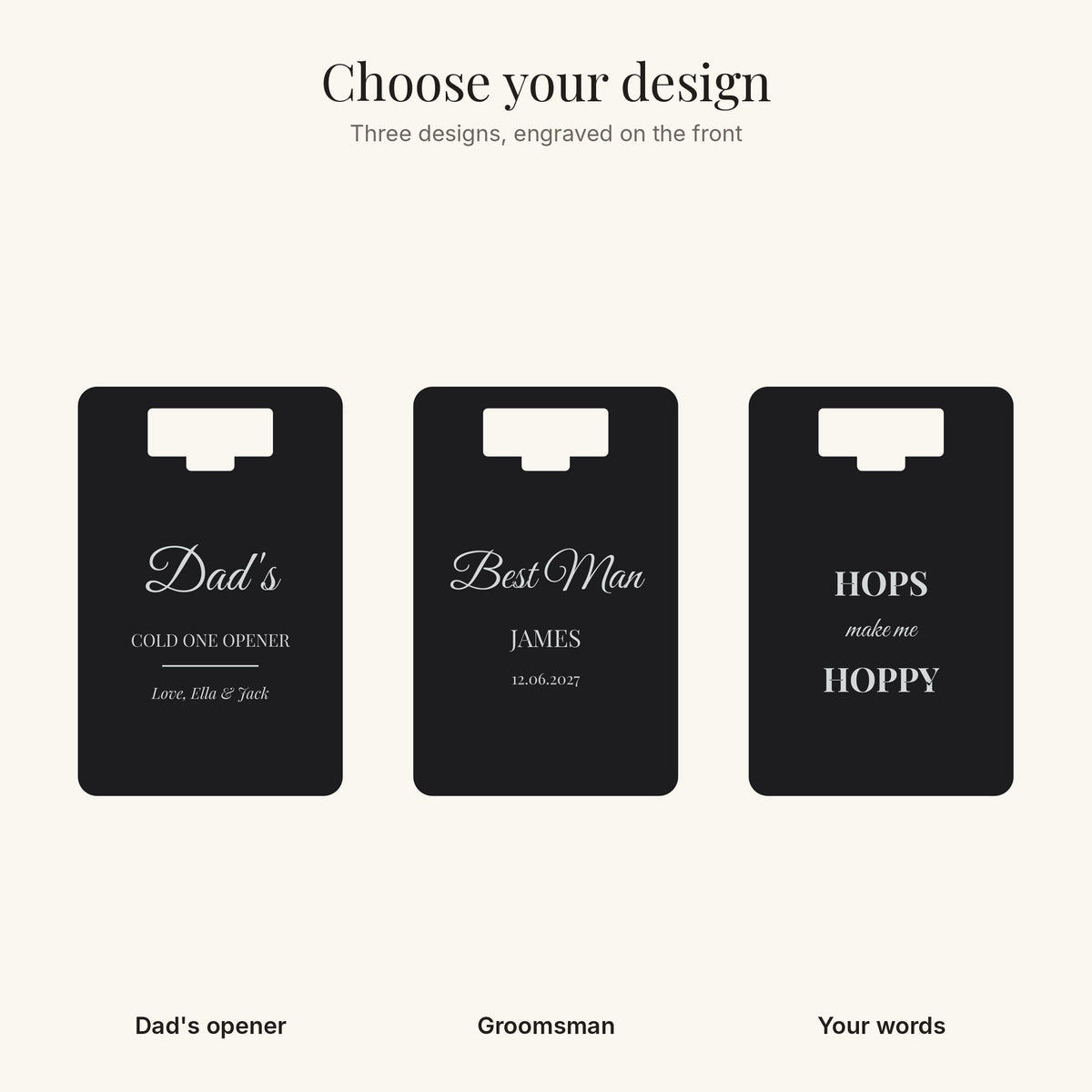 The three opener designs