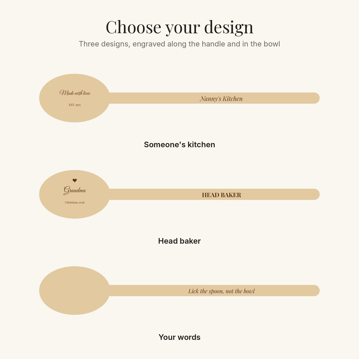 The three spoon designs