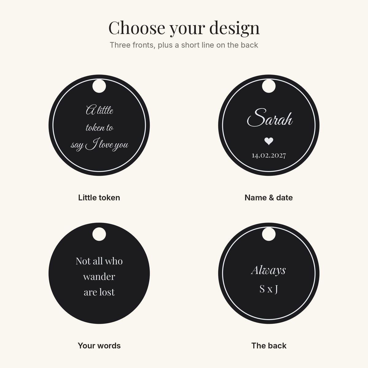 The token designs and the back