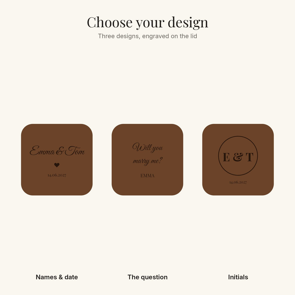 The three ring box designs