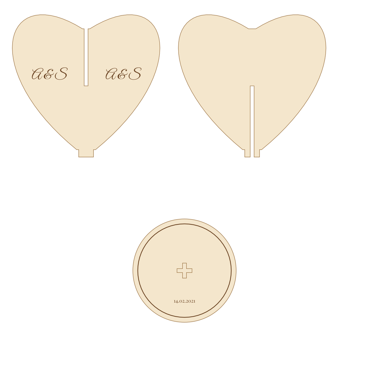 Layout of the personalised 3D heart keepsake with the optional photo