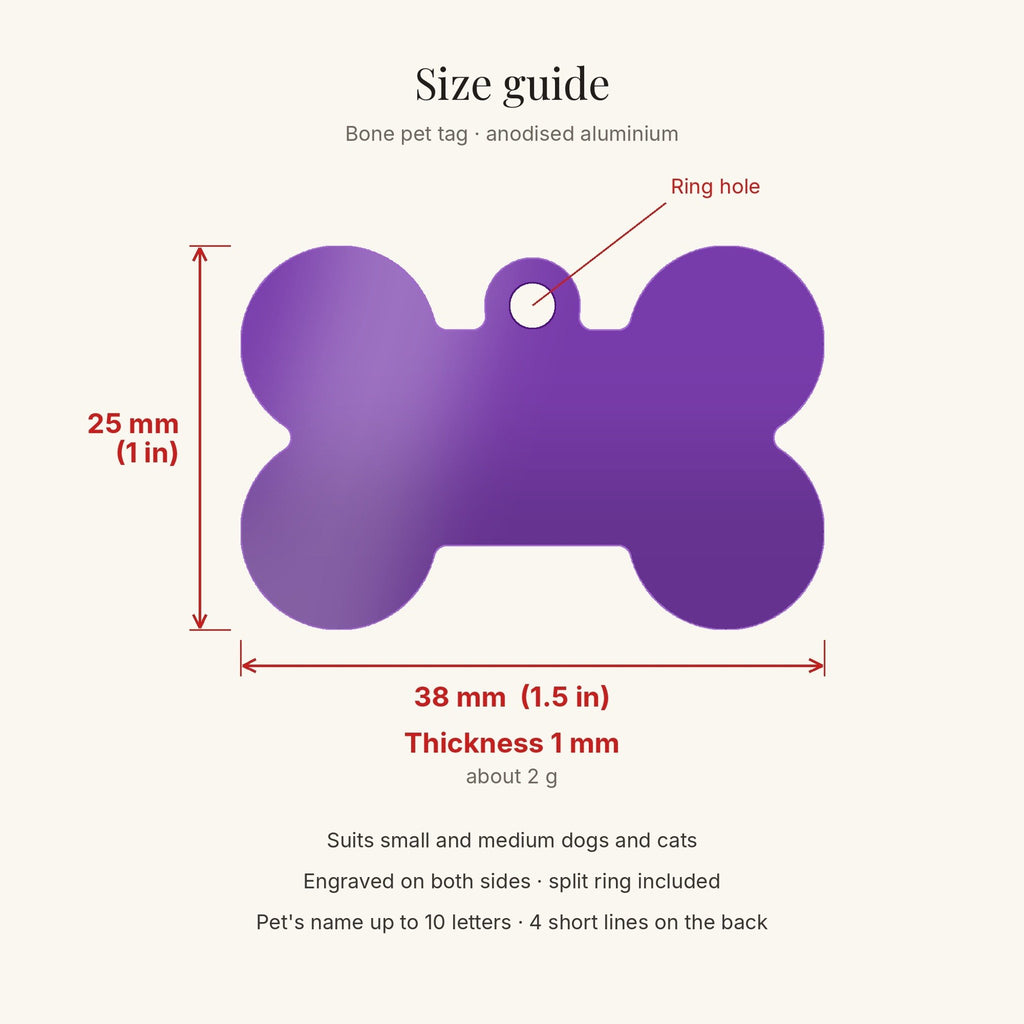 Size guide: 38 by 25 mm, 1 mm thick