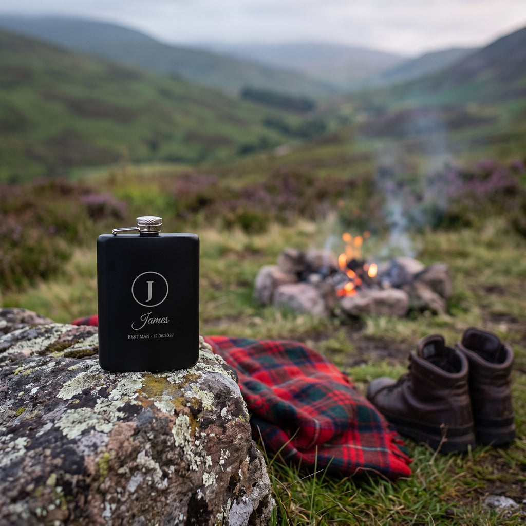 Personalised engraved black hip flask 3