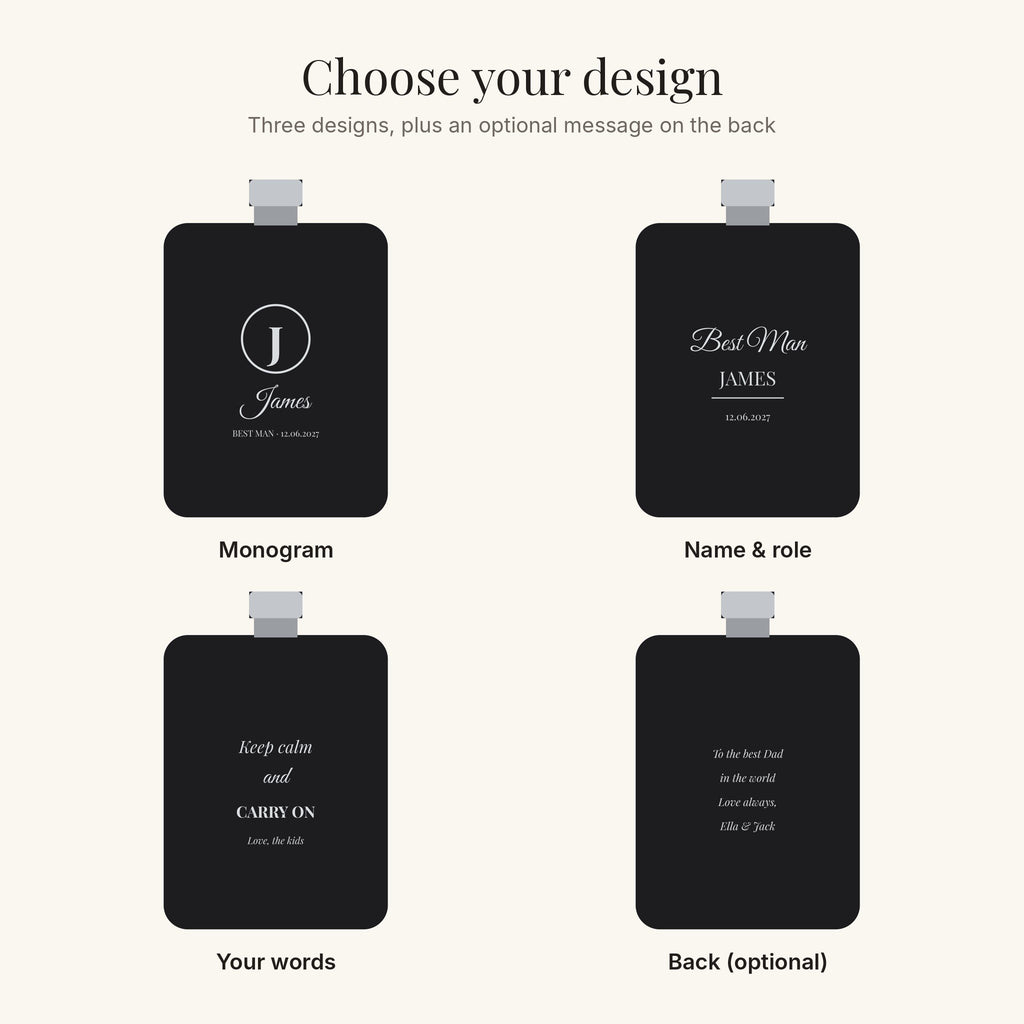 Personalised engraved black hip flask 5