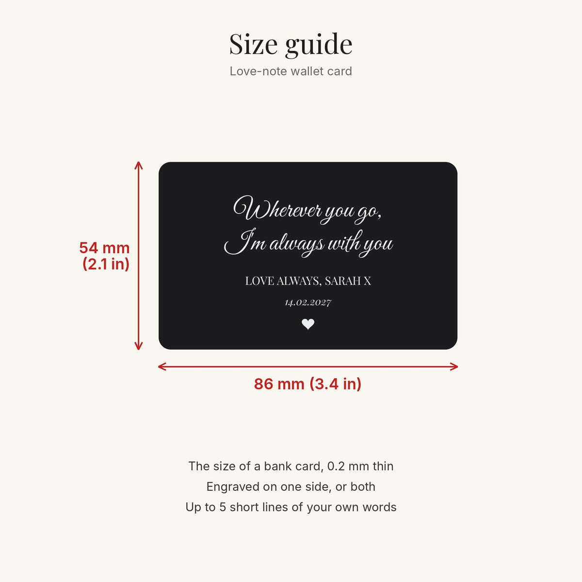 Personalised love note wallet card 6