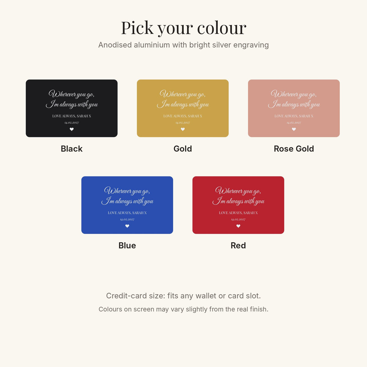 Personalised love note wallet card 7